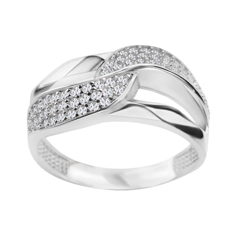 Pierścionek srebrny ozdobny z cyrkoniami