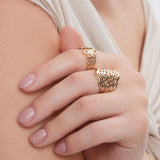 Pierścionek złoty szeroki ażurowy