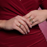 Złoty pierścionek szeroki -cyrkonia