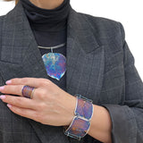 Pierścionek artystyczny fioletowo złoty liść Dorian Grabowski