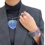 Bransoletka artystyczna granatowo złoty liść Dorian Grabowski