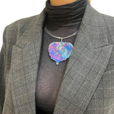 Naszyjnik artystyczny fioletowo niebieski liść Dorian Grabowski