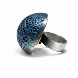 Pierścionek artystyczny półkula niebieska Dorian Grabowski