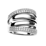 Masywny szeroki pierścionek srebrny z cyrkoniami