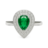 Pierścionek srebrny z dużą zieloną cyrkonią