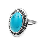 Pierścionek srebrny mały z turkusem w grawerowanej oprawie