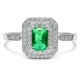 Pierścionek srebrny z zieloną cyrkonią