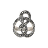 Pierścionek srebrny wąż z markasytami