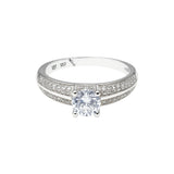 Pierścionek srebrny z bogato zdobionymi cyrkoniami