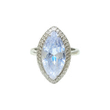 Pierścionek srebrny z dużą cyrkonią w kształcie łezki