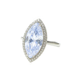 Pierścionek srebrny z dużą cyrkonią w kształcie łezki