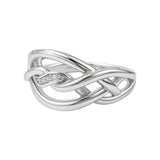 Pierścionek srebrny z fantazyjnym wzorem z cyrkoniami