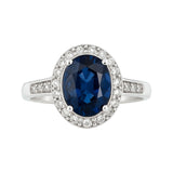 Srebrny pierścionek z owalną niebieską cyrkonią