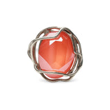 Pierścionek srebrny z koralowym kryształem Swarovskiego