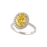 Pierścionek srebrny z owalną cyrkonią w kolorze cytrynowym