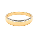 Pierścionek złoty obrączkowy gładki z cyrkoniami z boku szyny