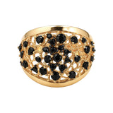 Złoty pierścionek z czarnymi cyrkoniami