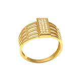 Złoty pierścionek z prostokątną ozdobą z cyrkoniami