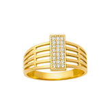 Złoty pierścionek z prostokątną ozdobą z cyrkoniami