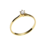 Pierścionek złoty z cyrkonią w sześciu łapkach