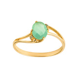 Pierścionek złoty z zieloną cyrkonią