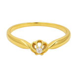 Złoty pierścionek kwiatek z cyrkonią