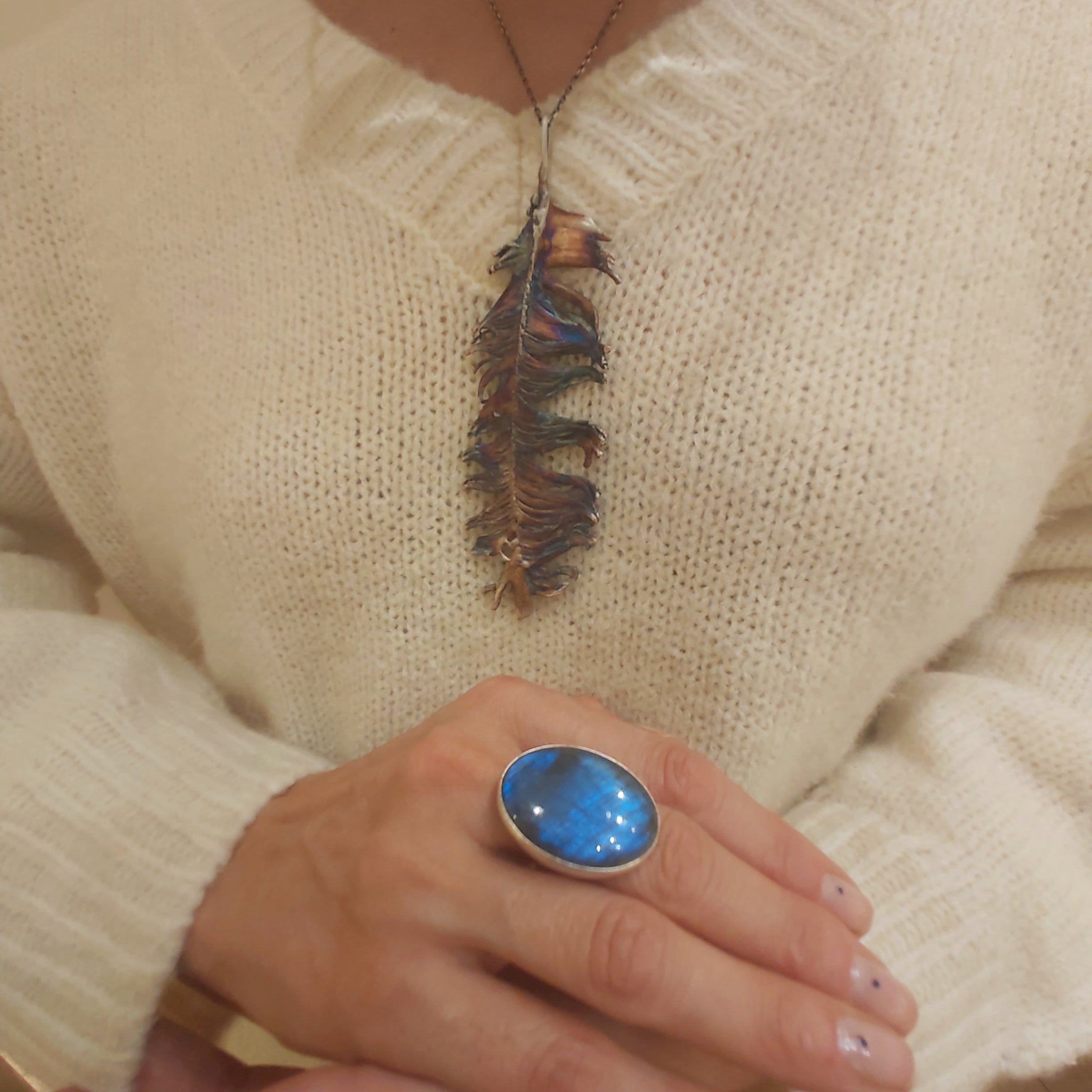 Pierścionek artystyczny labradoryt Dorian Grabowski