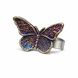 Pierścionek artystyczny fioletowo-złoty motyl Dorian Grabowski