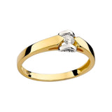 Srebrny pozłacany pierścionek serce z cyrkonią