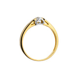 Srebrny pozłacany pierścionek serce z cyrkonią