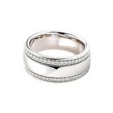 Pierścionek srebrny obrączkowy z rzędami cyrkonii