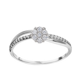 Pierścionek srebrny obrączkowy z cyrkoniami kwiatek