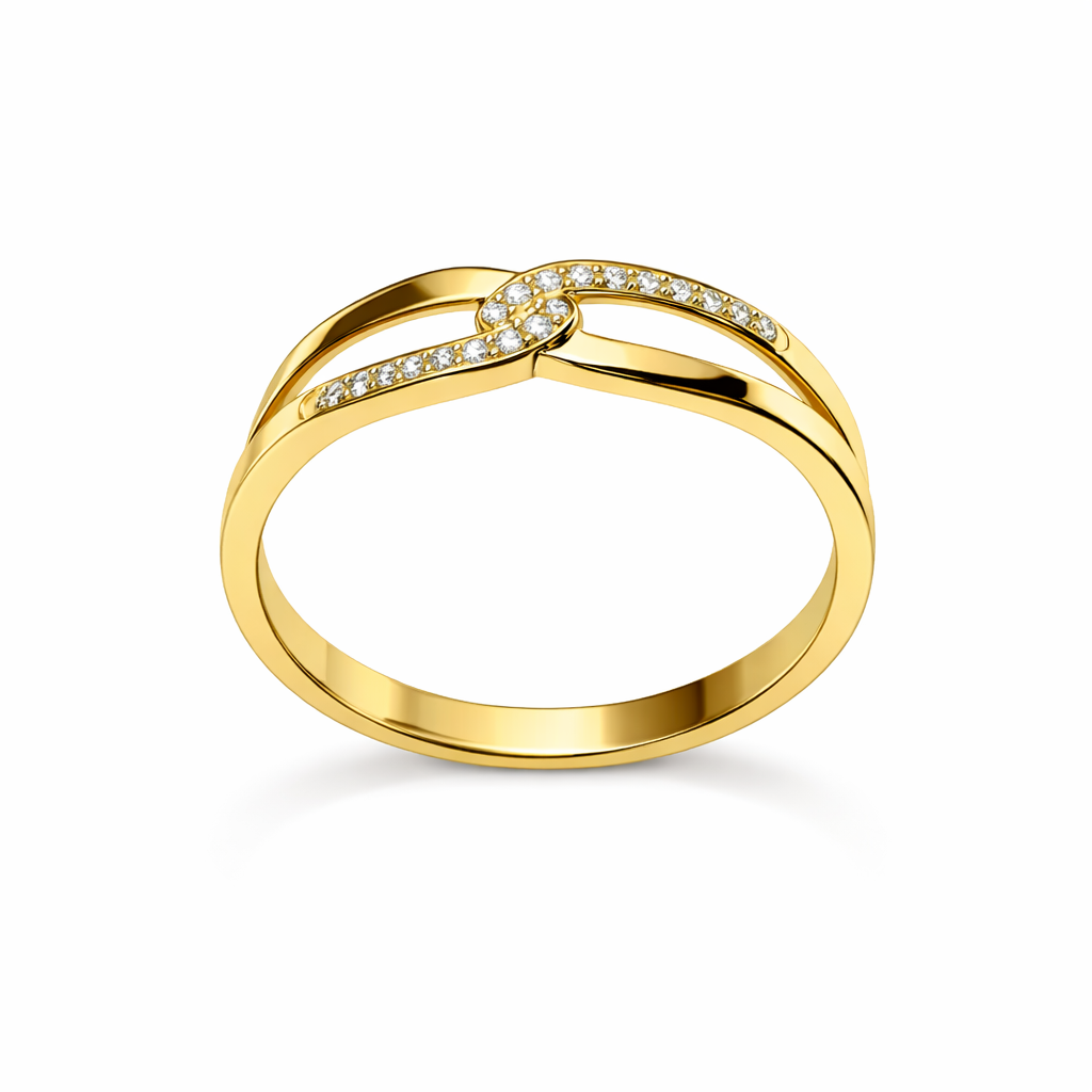 Pierścionek złoty przekładany z cyrkoniami
