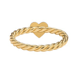 Złoty pierścionek z sercem gładkim