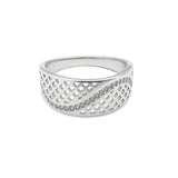 Pierścionek srebrny obrączkowy ażurowy z cyrkoniami