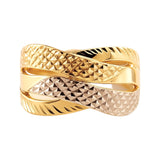 Pierścionek złoty grawerowany dwa kolory