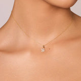 Zawieszka złota czterolistna koniczyna z cyrkoniami