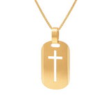 Zawieszka złota satynowana blaszka z motywem krzyża