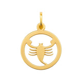 Zawieszka złota okrągła - znak zodiaku skorpion