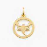 Zawieszka złota okrągła - znak zodiaku skorpion