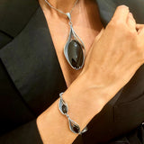 Srebrne kolczyki artystyczne z czarnym kwarcem