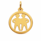 Zawieszka złota okrągła - znak zodiaku bliźniak