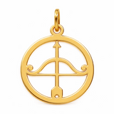 Zawieszka złota okrągła- znak zodiaku strzelec