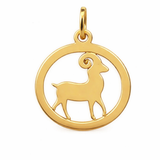 Zawieszka złota okrągła - znak zodiaku baran