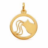 Zawieszka złota okrągła- znak zodiaku wodnik