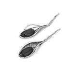 Srebrne kolczyki artystyczne z czarnym kwarcem