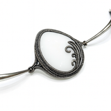 Bransoletka srebrna z białym kwarcem