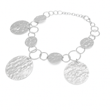 Bransoletka srebrna wiszące młotkowane blaszki