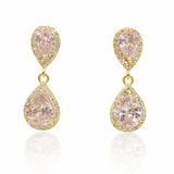 Srebrne pozłacane kolczyki z różowymi cyrkoniami