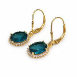 Srebrne pozłacane kolczyki z okrągłą niebieską cyrkonią